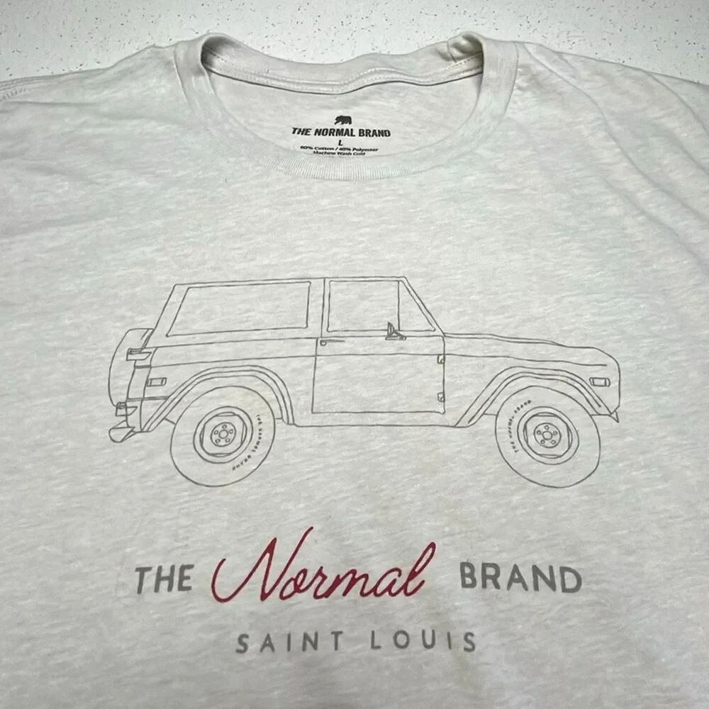 The Normal Brand Bronco Graphic T Shirt Mens Large White Short Sleeve Cotton Ble